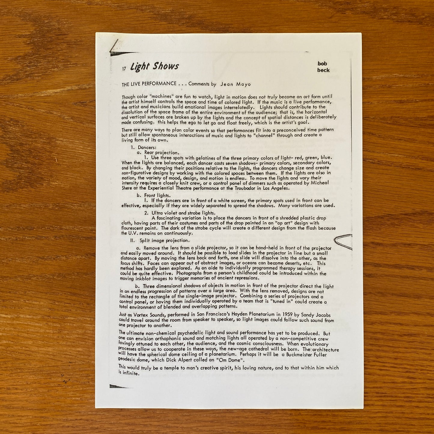 Light Show Manual - Bob Beck