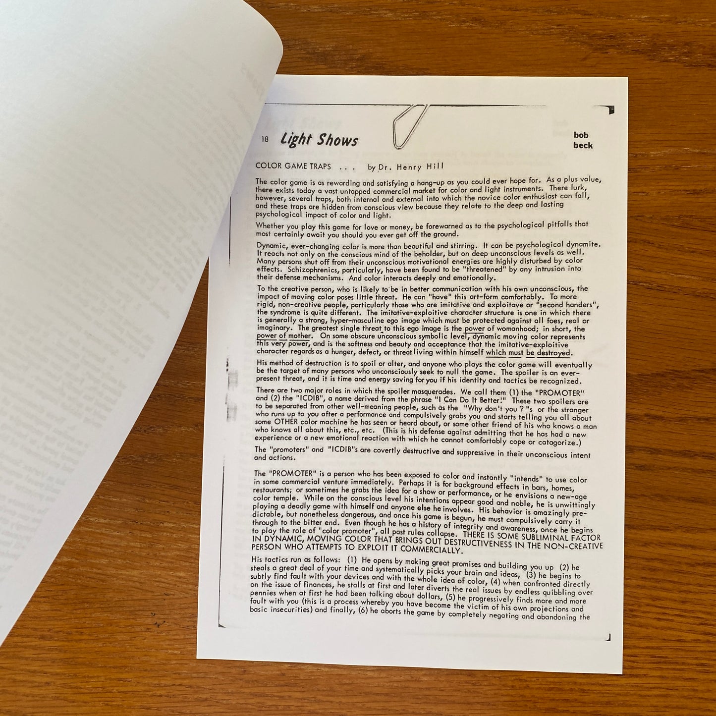 Light Show Manual - Bob Beck