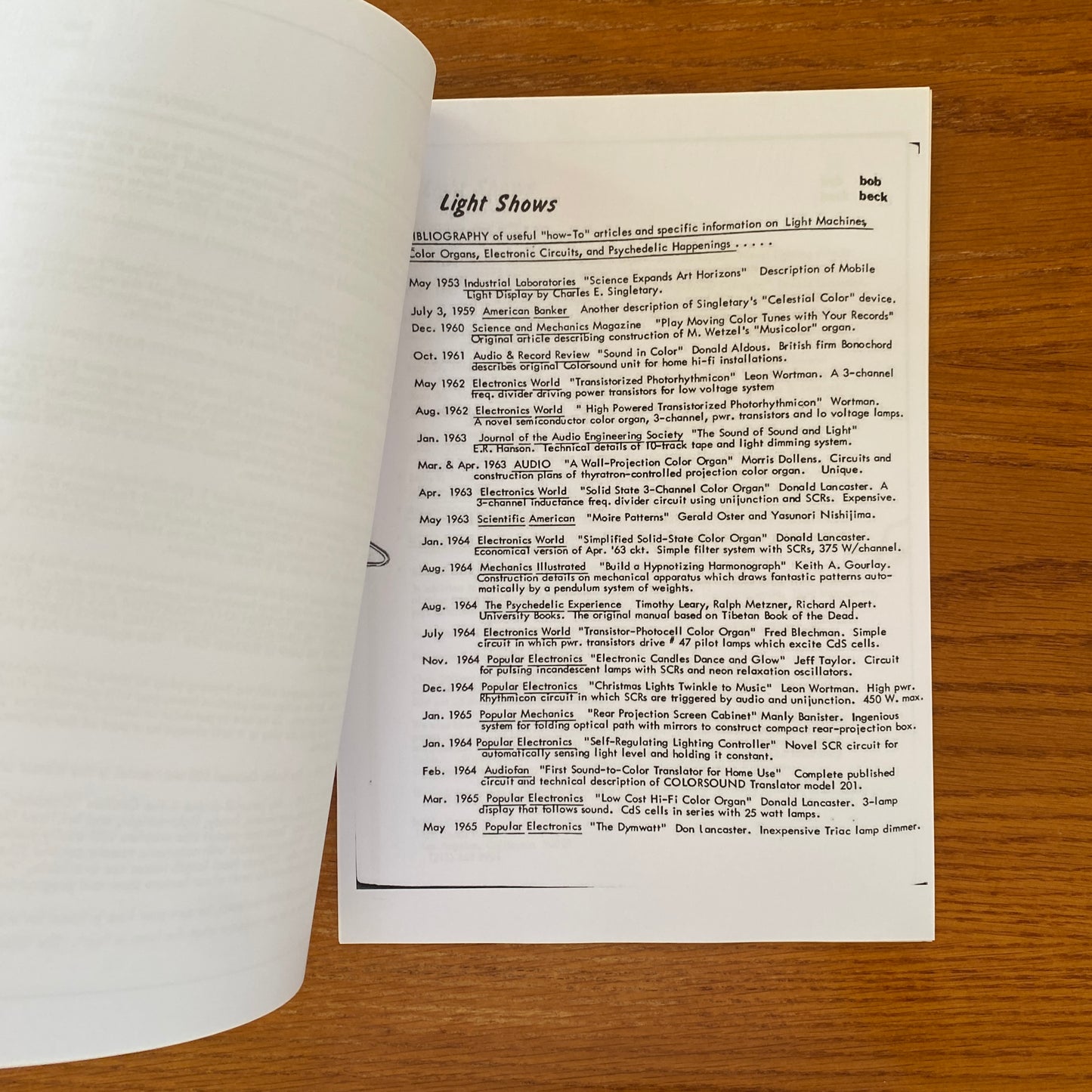 Light Show Manual - Bob Beck