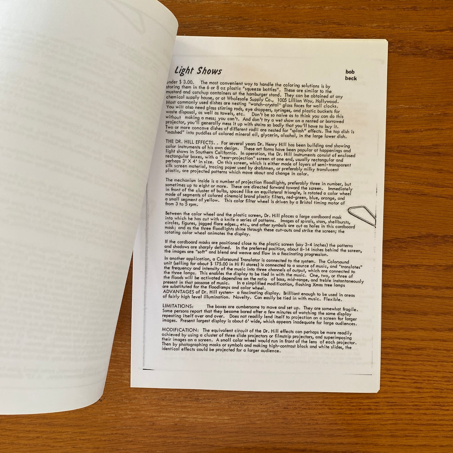 Light Show Manual - Bob Beck