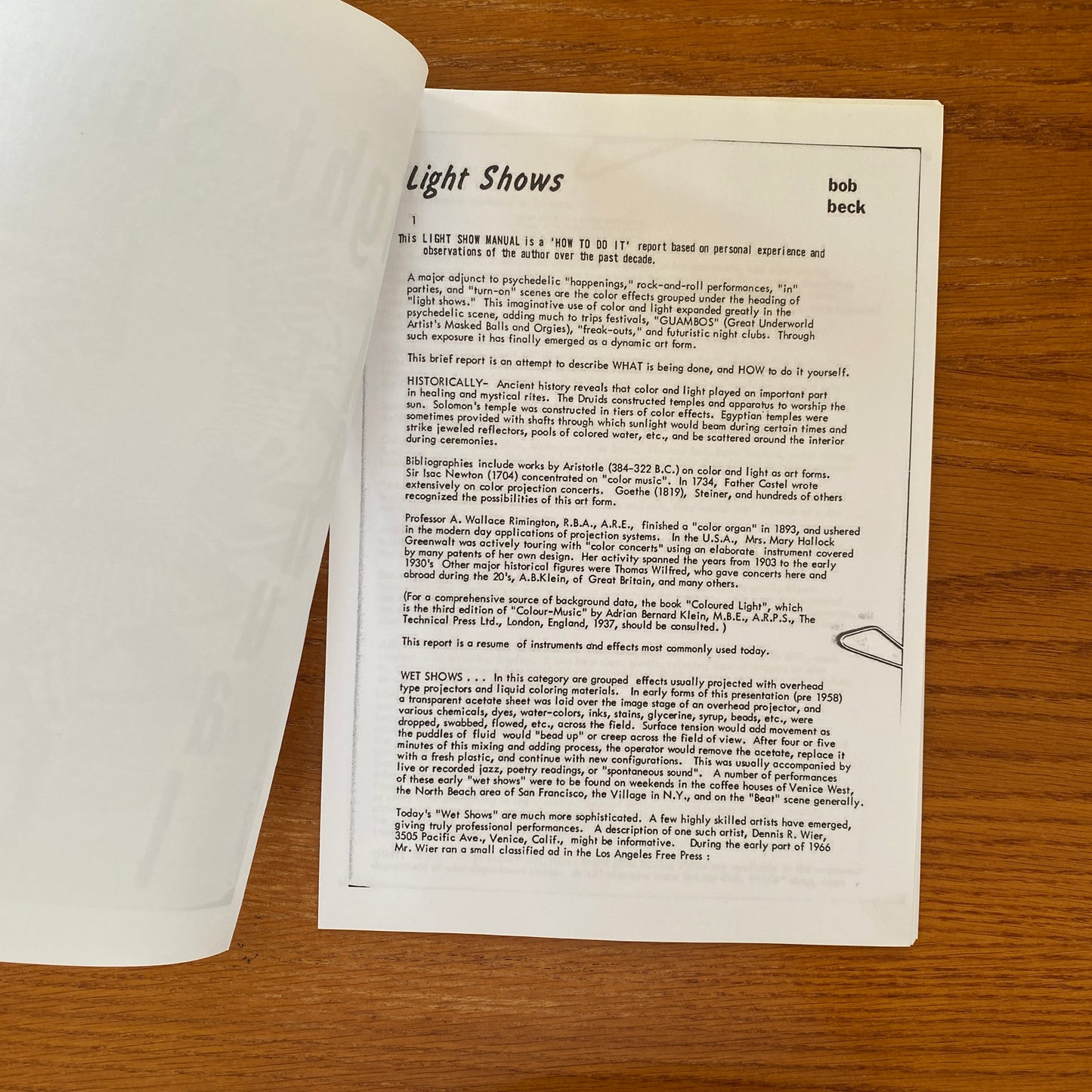 Light Show Manual - Bob Beck