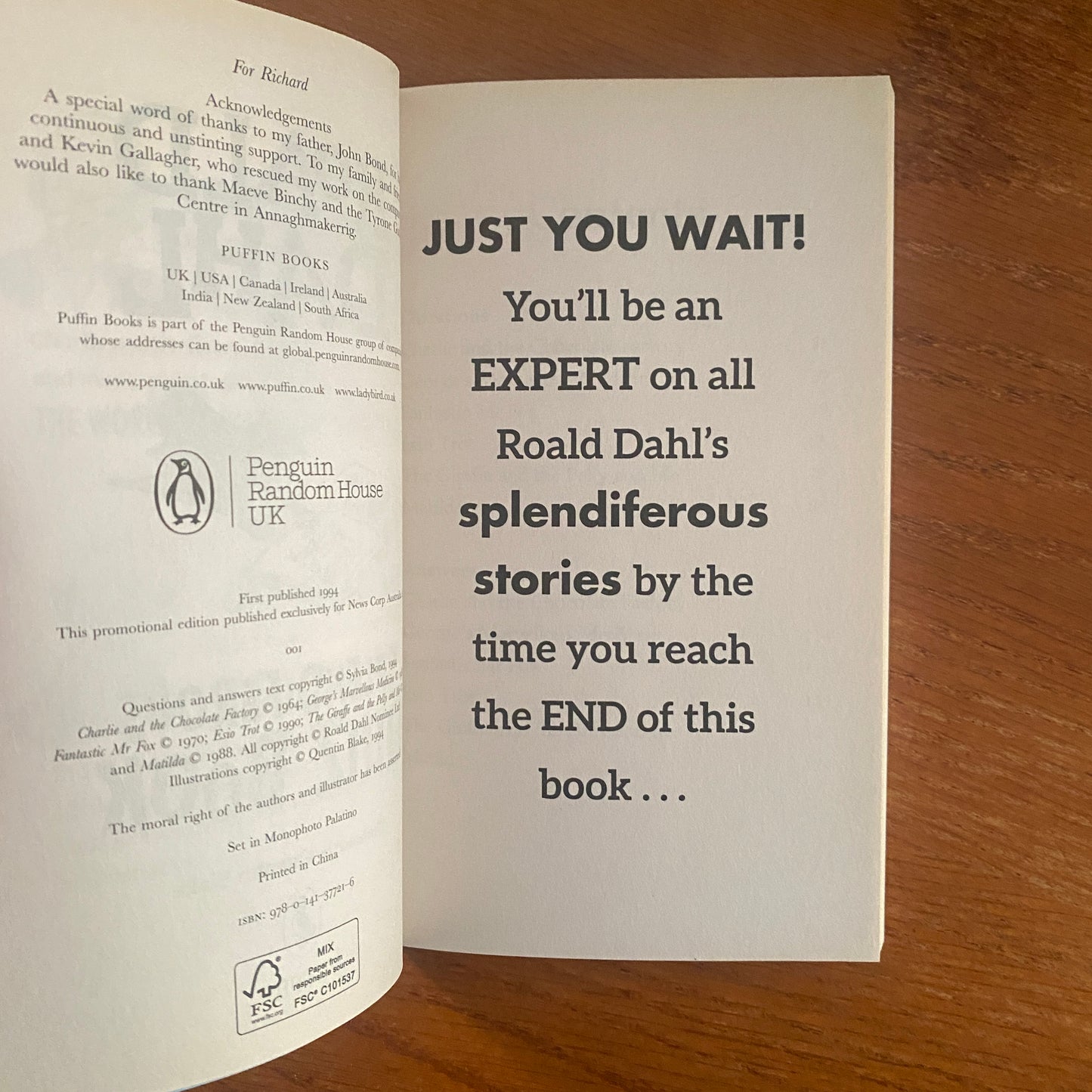 Roald Dahl - Splendiferous Quiz Book