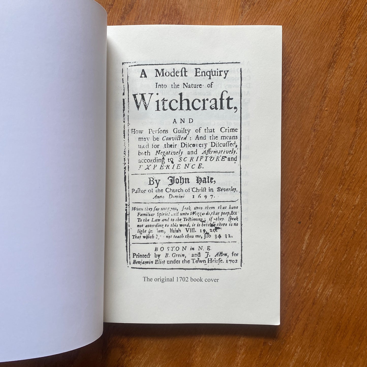 Modest Enquiry into the Nature of Witchcraft – Rev. John Hale