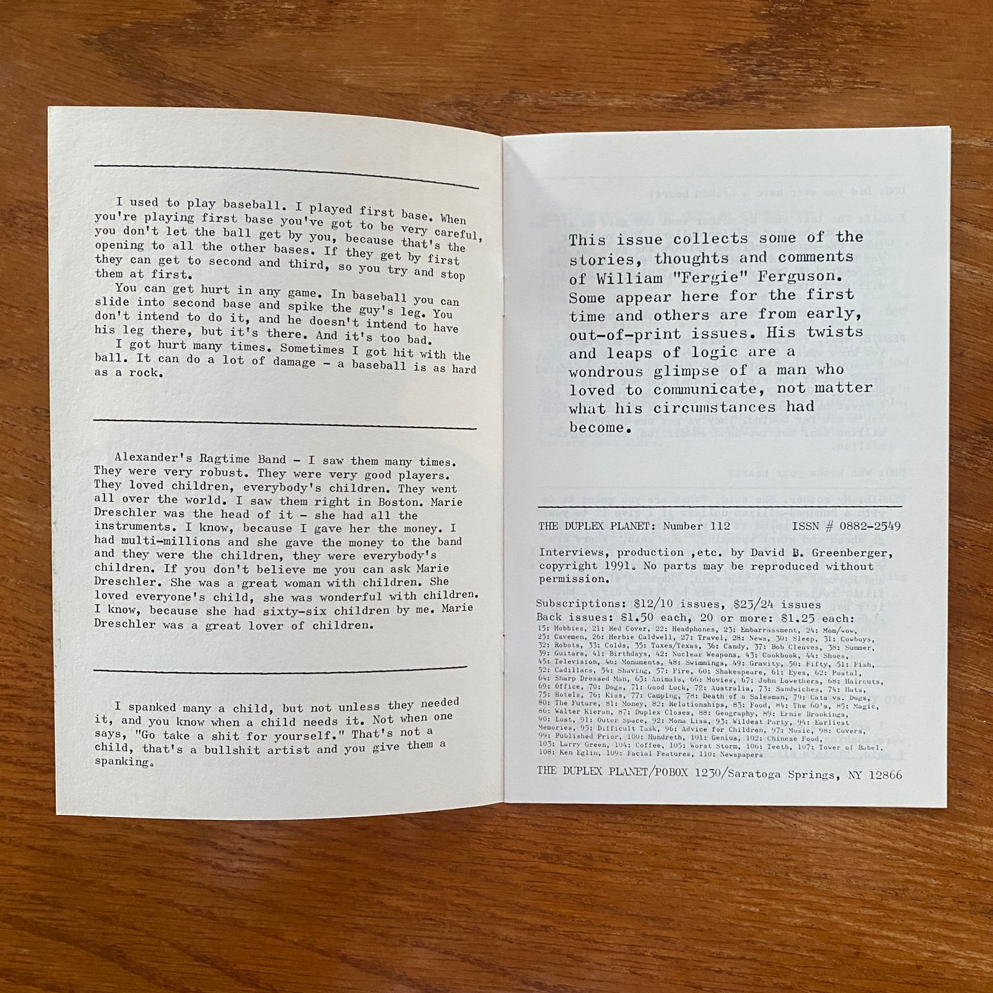 The Duplex Planet 112