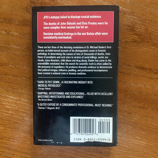 Unnatural Death: Confessions Of A Medical Examiner - Michael M. Baden MD