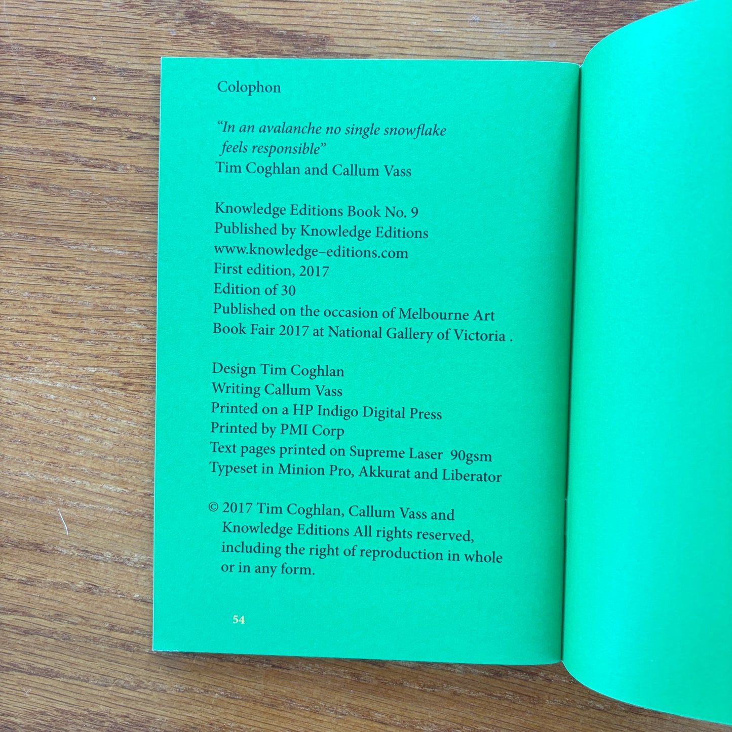 Tim Coghlan & Callum Vass - In An Avalanche No Single Snowflake Feels Responsible