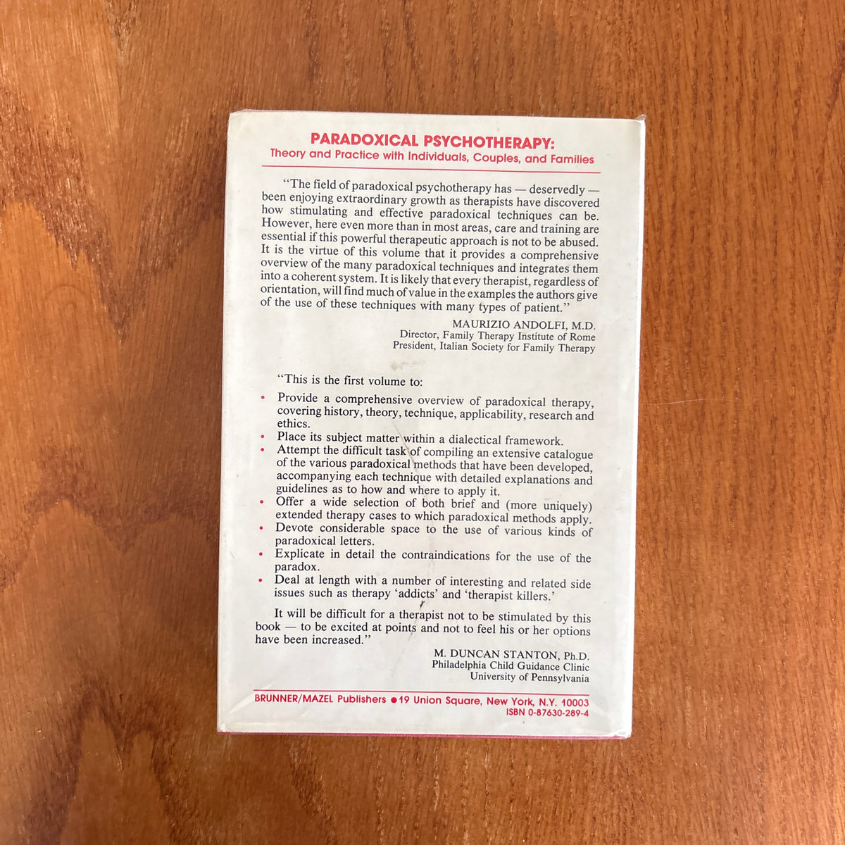 Paradoxical Psychotherapy: Theory and Practice with Individuals, Couples, and Families - Gerald R. Weeks and Luciano L’Abate