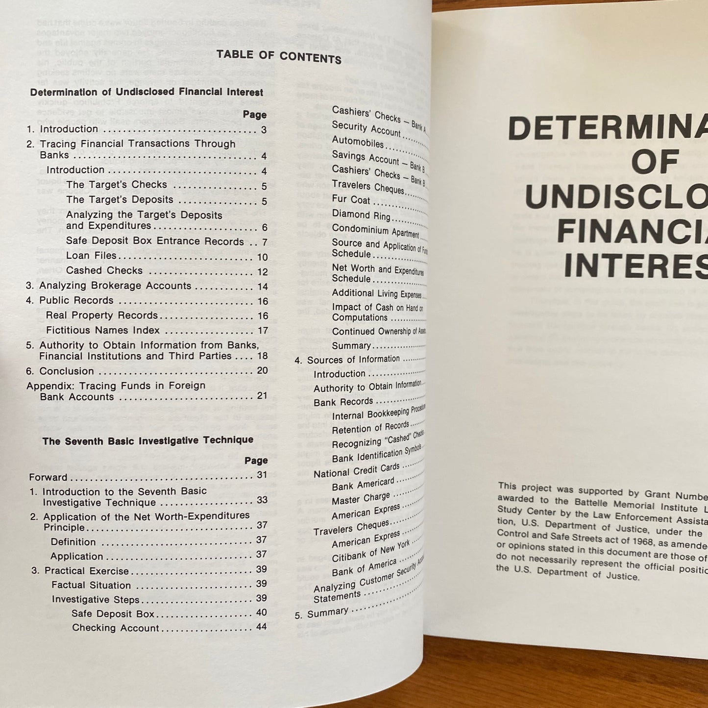 HOW TO DETERMINE UNDISCLOSED FINANCIAL INTERESTS: A Manual for Financial Investigators