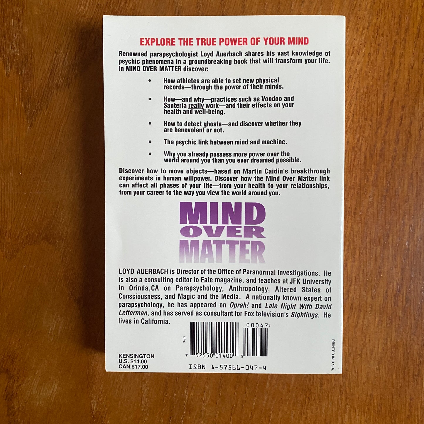 Mind Over Matter: A Comprehensive Guide to Discovering Your Psychic Powers - Loyd Auerbach