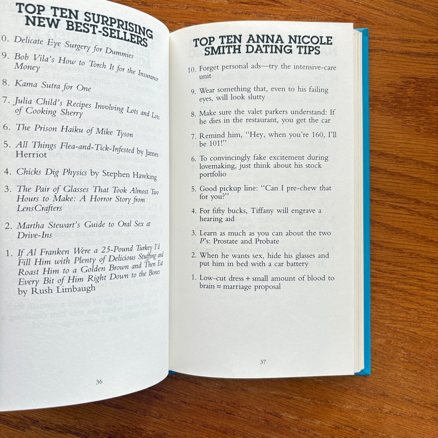 David Letterman's Book of Top Ten Lists: and Wedding Dress Patterns for the Husky Bride
