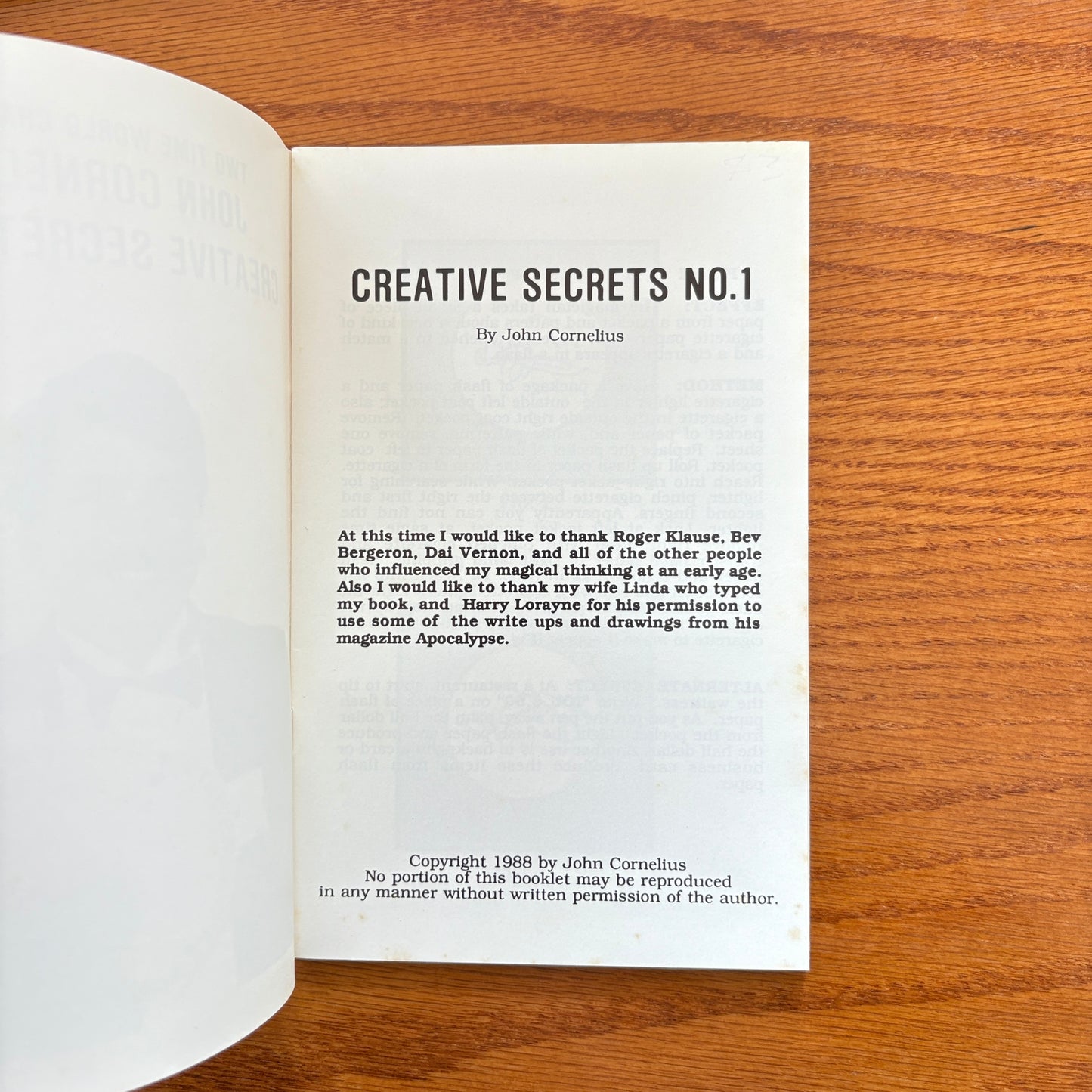 Two Time World Champion John Cornelius Creative Secrets No.1