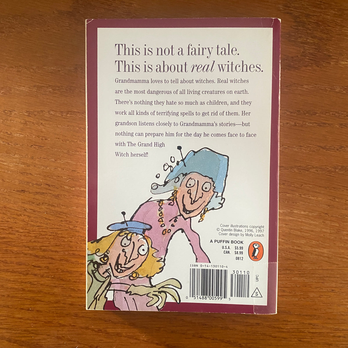 The Witches By Roald Dahl (Puffin Books Paperback) - Very Good Condition, Quentin Blake Illustrations