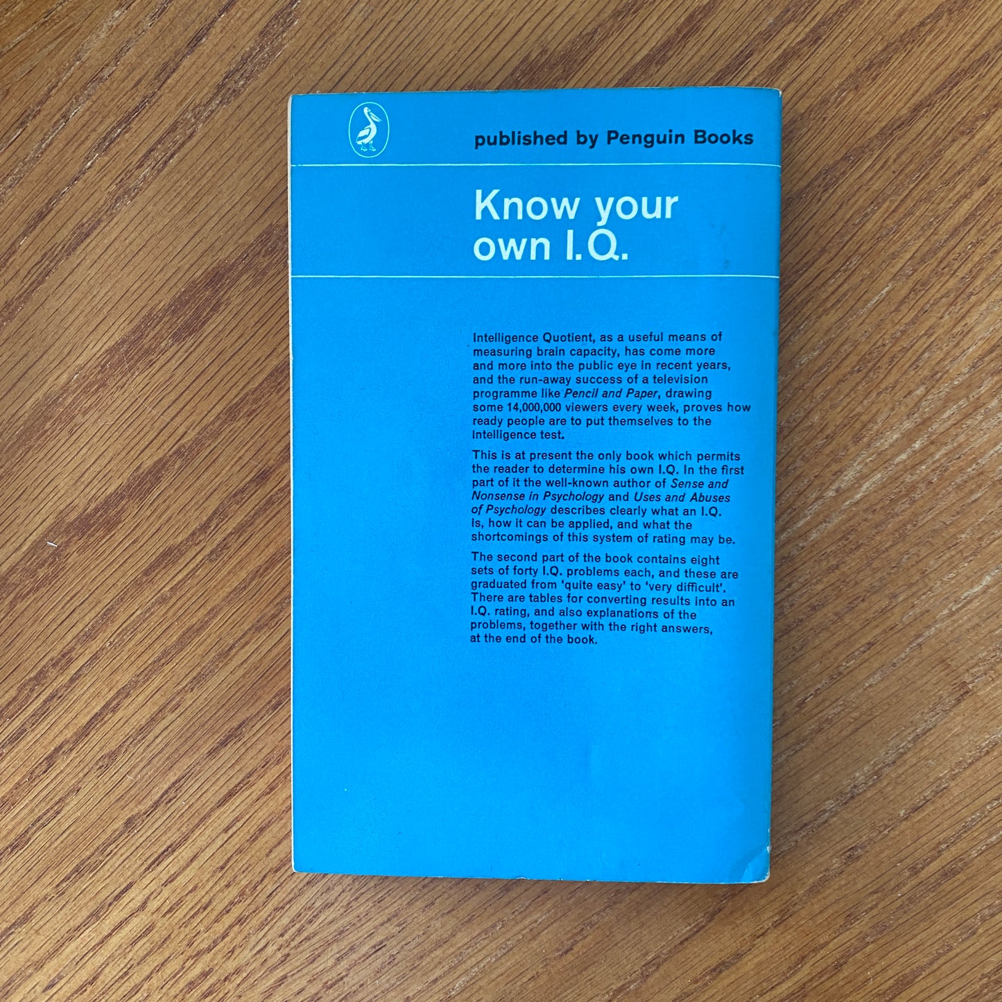 Know your own I.Q. -  H. J. Eysenck