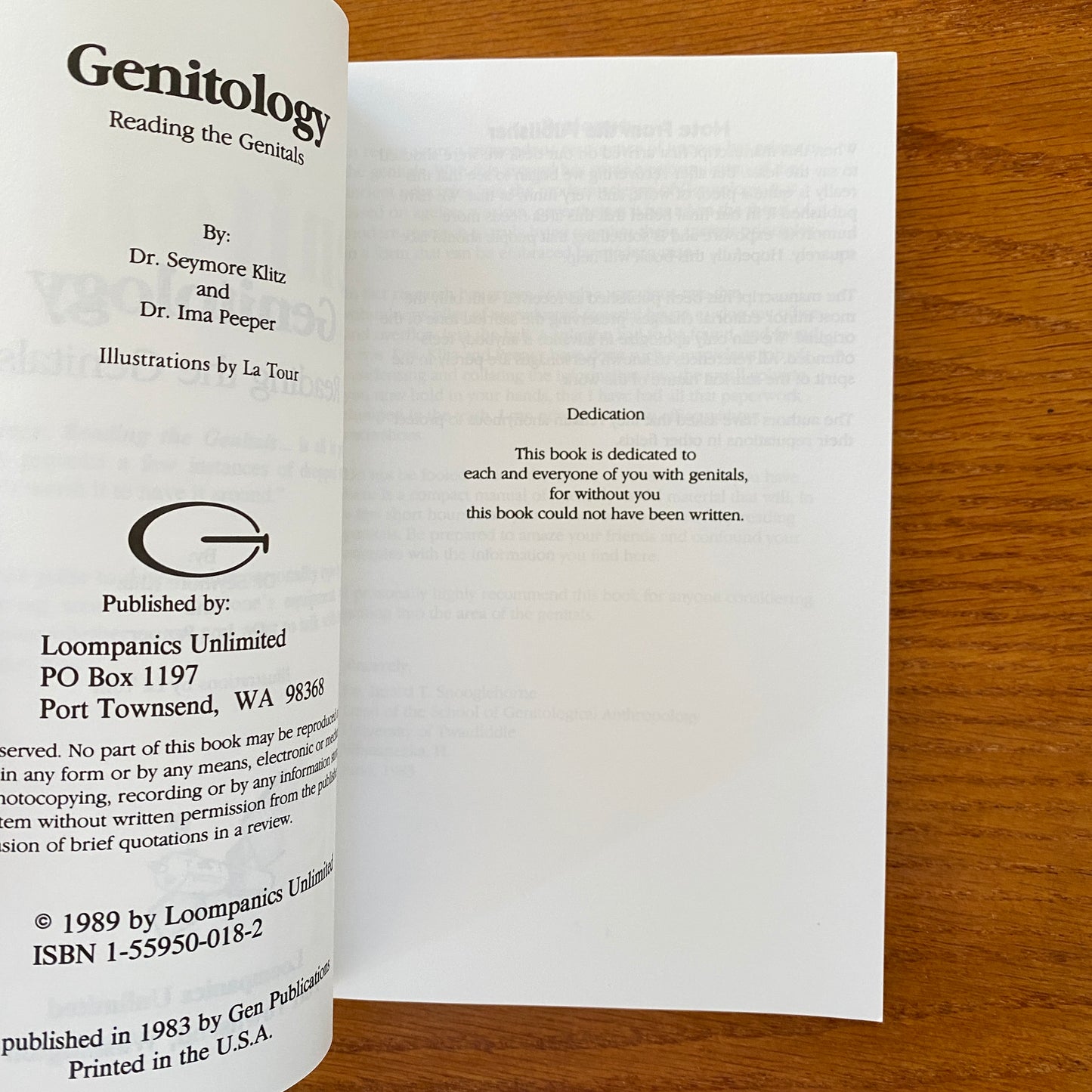 Genitology: Reading the Genitals - Dr. Seymore Klitz and Dr. Ima Peeper